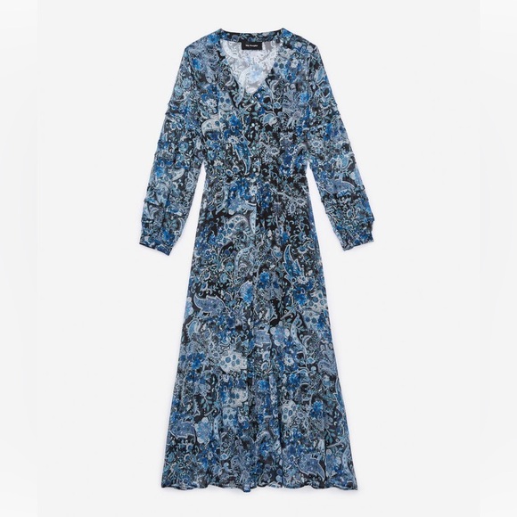 The Kooples Blue Cashmere Print Dress in Crepe Silk Muslin - NWT! - Picture 2 of 14